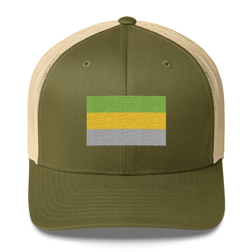 Lithromantic Pride Flag Trucker Hat - Moss/ Khaki - LGBTPride.com