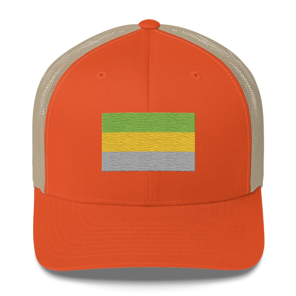 Lithromantic Pride Flag Trucker Hat - Rustic Orange/ Khaki - LGBTPride.com