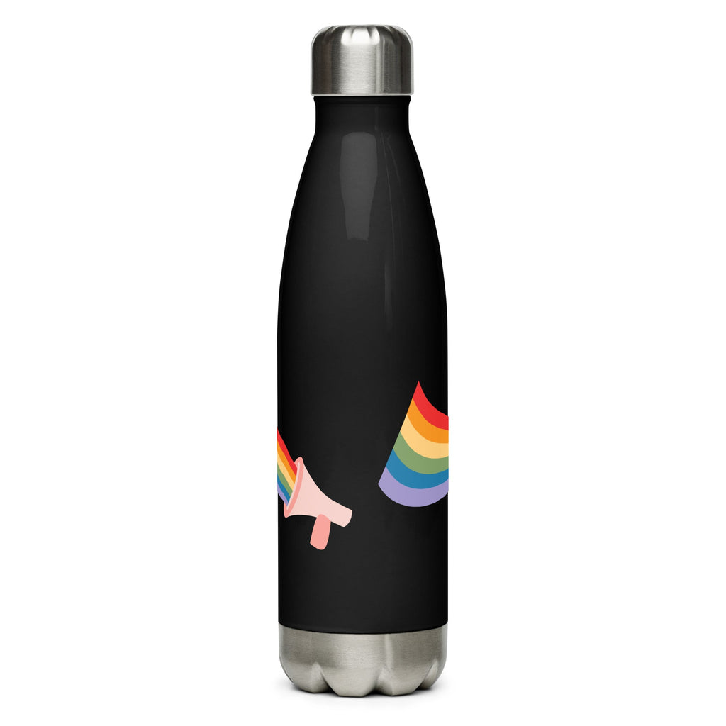 Loud and Proud Stainless Steel Water Bottle - Black - LGBTPride.com