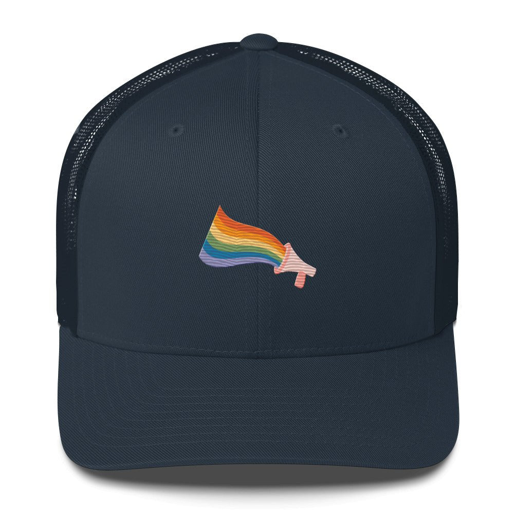 Loud and Proud Trucker Hat - Navy - LGBTPride.com