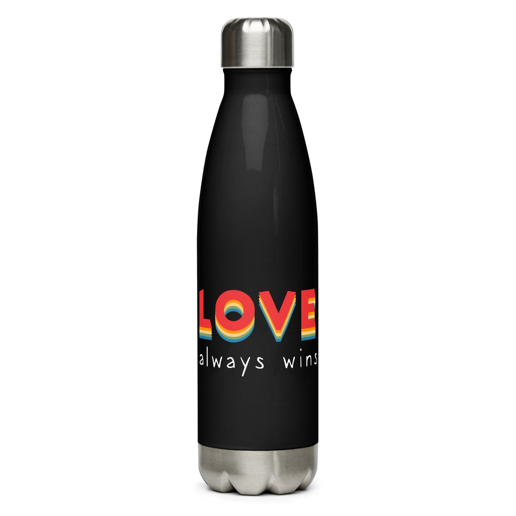 Love Always Wins Stainless Steel Water Bottle - Black - LGBTPride.com