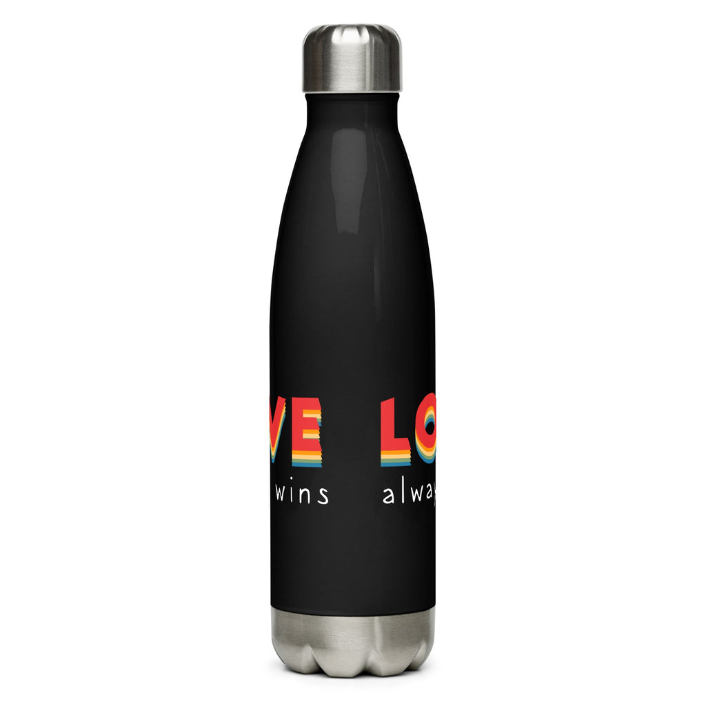 Love Always Wins Stainless Steel Water Bottle - Black - LGBTPride.com