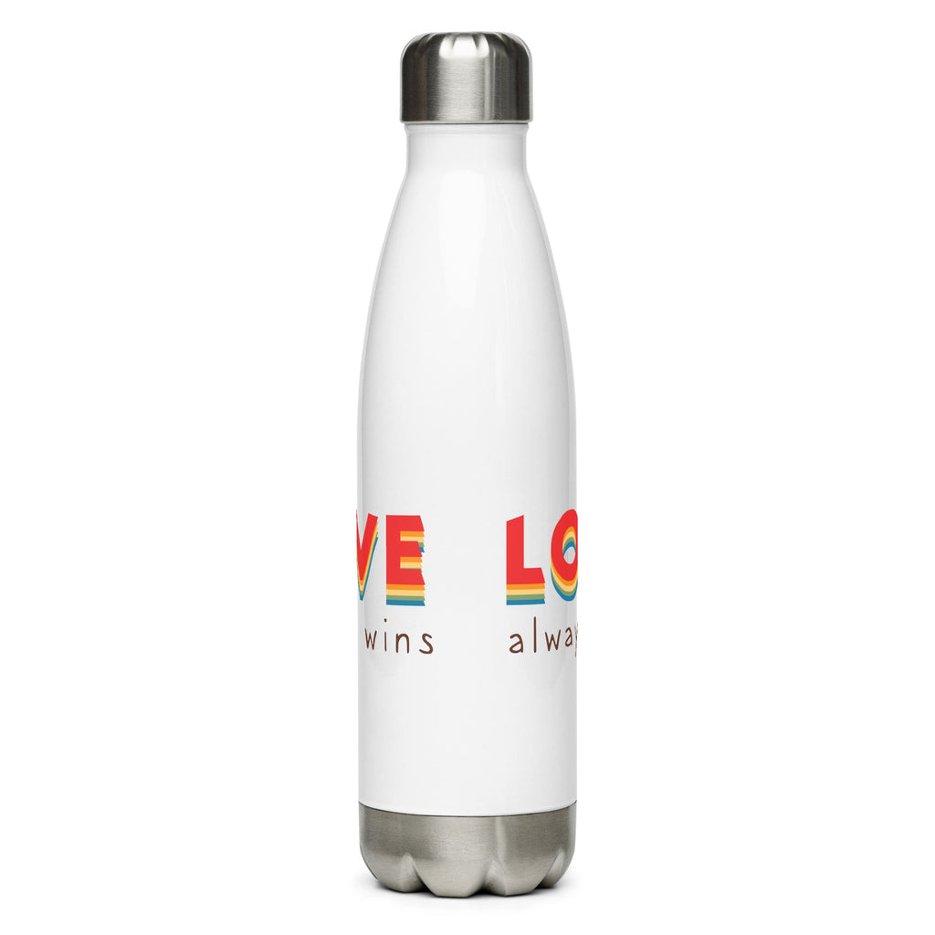 Love Always Wins Stainless Steel Water Bottle - White - LGBTPride.com