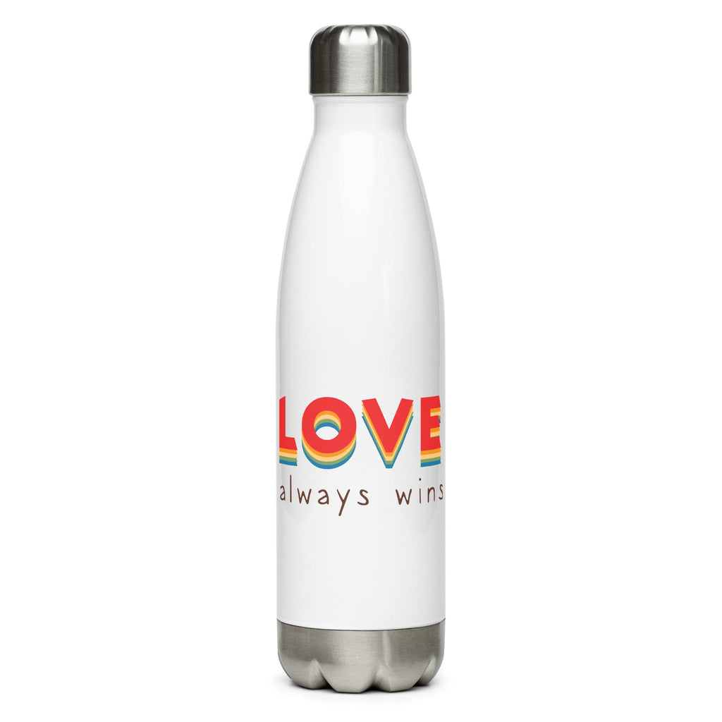 Love Always Wins Stainless Steel Water Bottle - White - LGBTPride.com