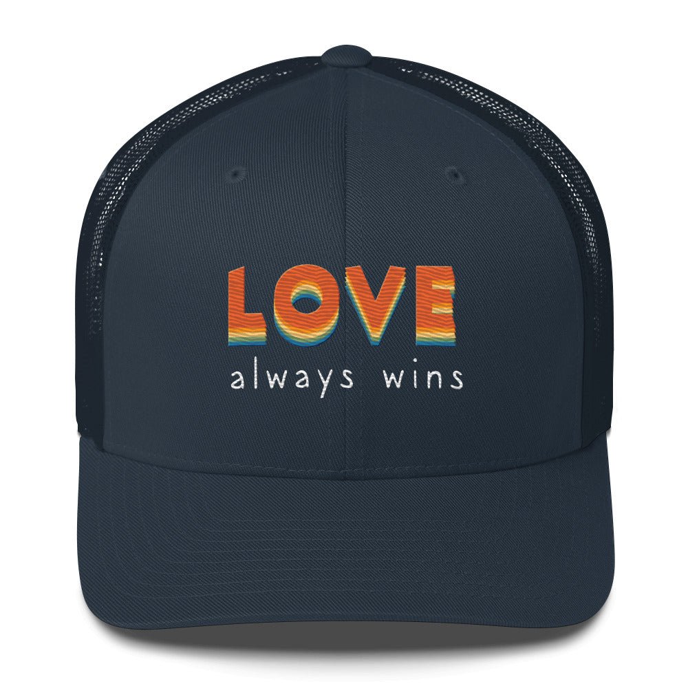 Love Always Wins Trucker Hat - Navy - LGBTPride.com