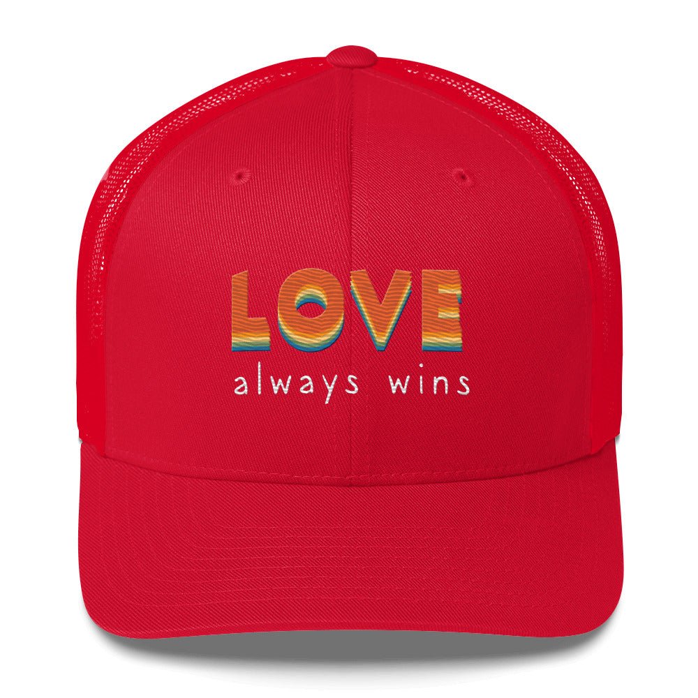Love Always Wins Trucker Hat - Red - LGBTPride.com