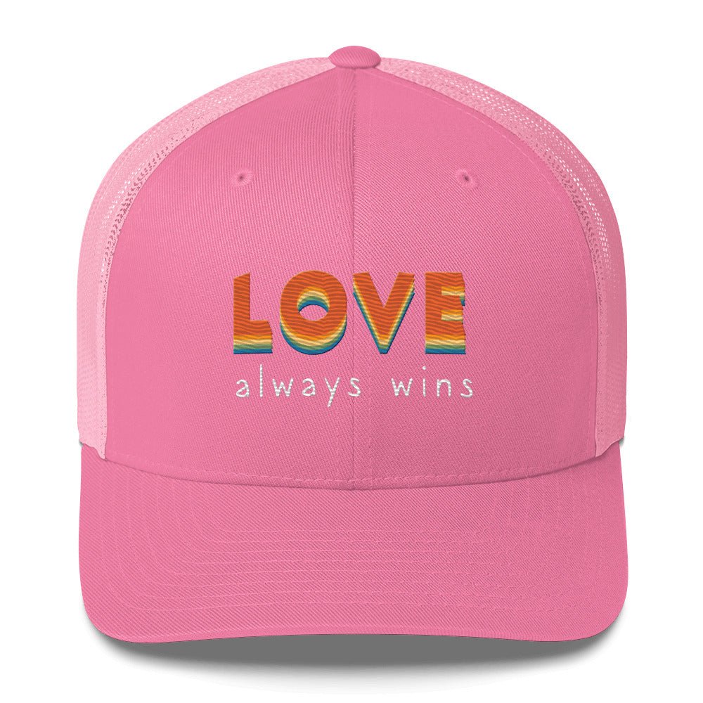 Love Always Wins Trucker Hat - Pink - LGBTPride.com