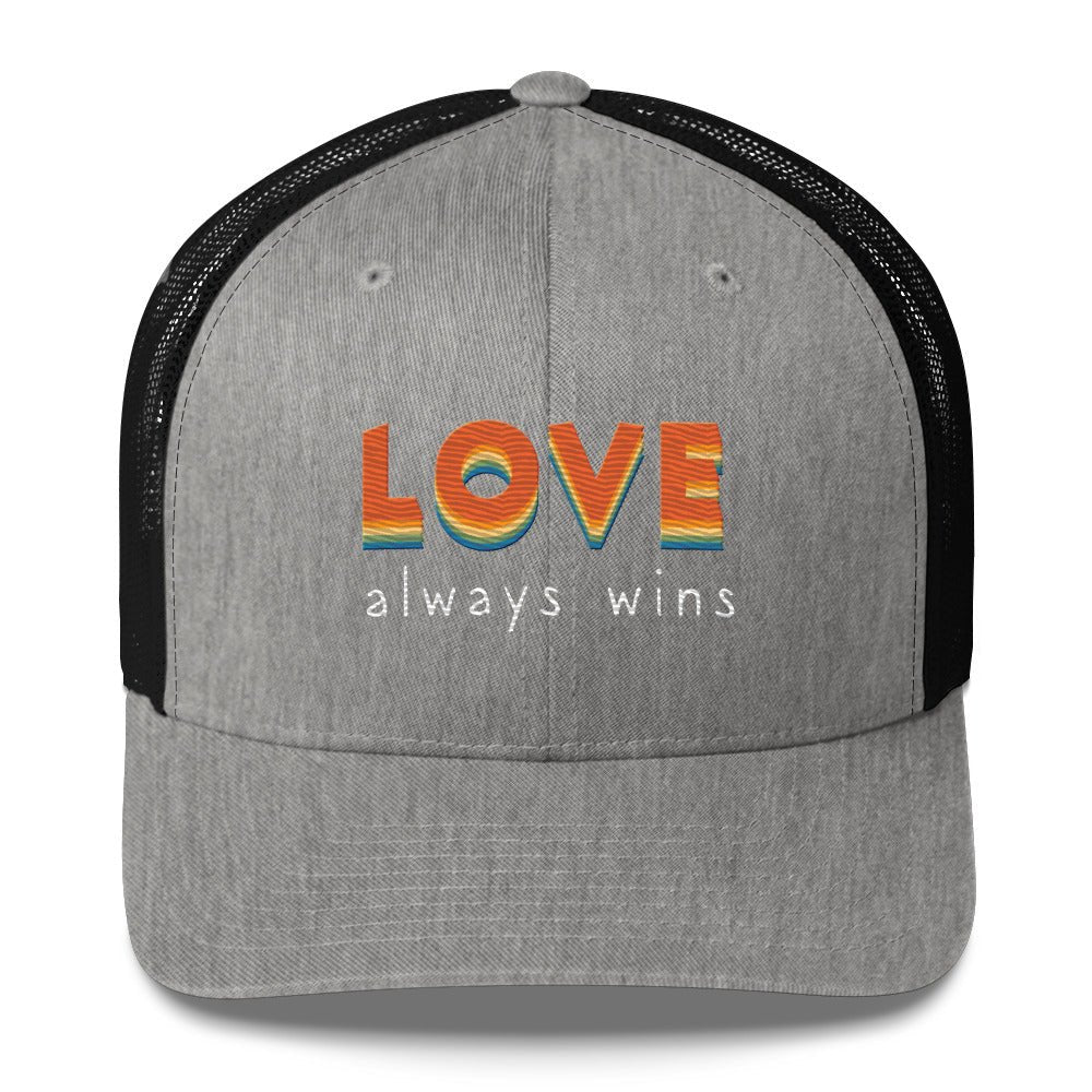 Love Always Wins Trucker Hat - Heather/ Black - LGBTPride.com