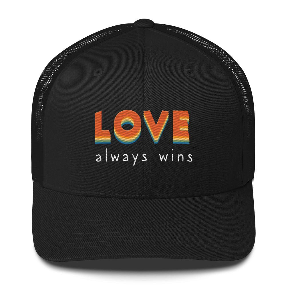 Love Always Wins Trucker Hat - Black - LGBTPride.com