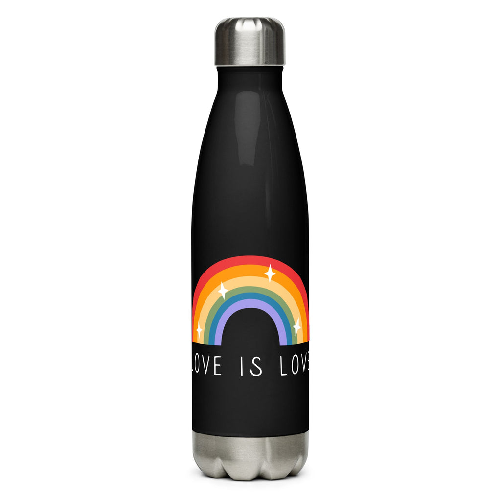 Love is Love Stainless Steel Water Bottle - Black - LGBT Pride - LGBTPride.com