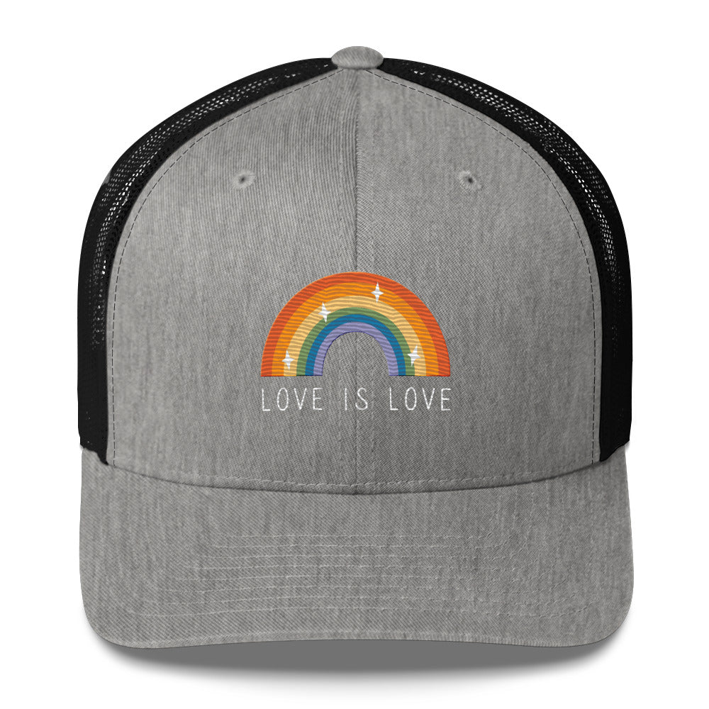 Love is Love Trucker Hat - Heather/ Black - LGBTPride.com - LGBT Pride