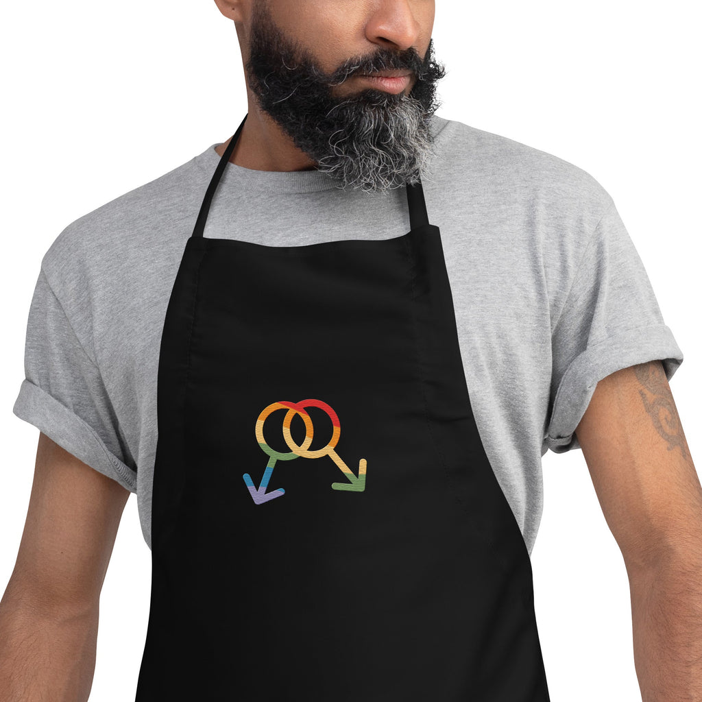M4M Rainbow Pride Embroidered Apron - Black - LGBTPride.com