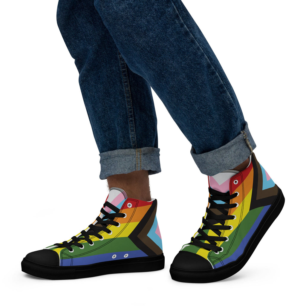 Men’s High Top Canvas Shoes - Prgoress - Black - LGBTPride.com