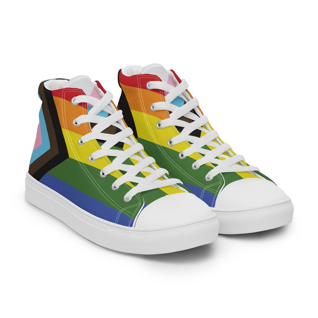 Men’s High Top Canvas Shoes - Prgoress - White - LGBTPride.com