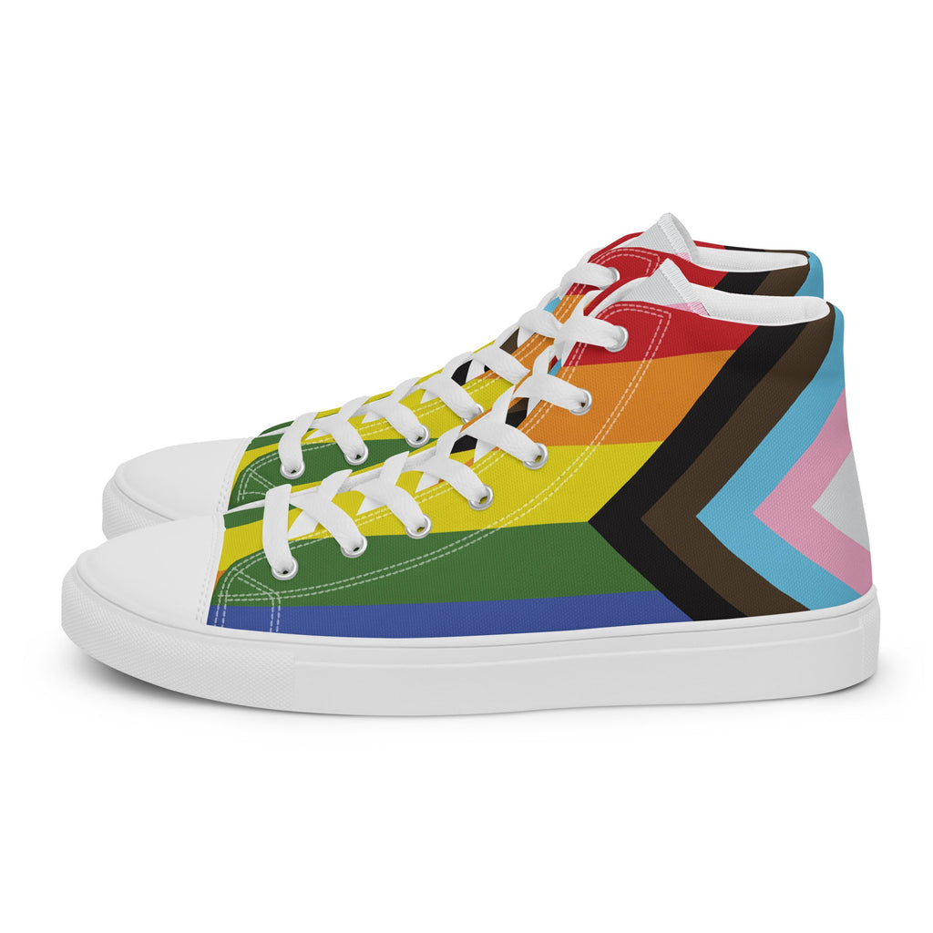 Men’s High Top Canvas Shoes - Prgoress - White - LGBTPride.com