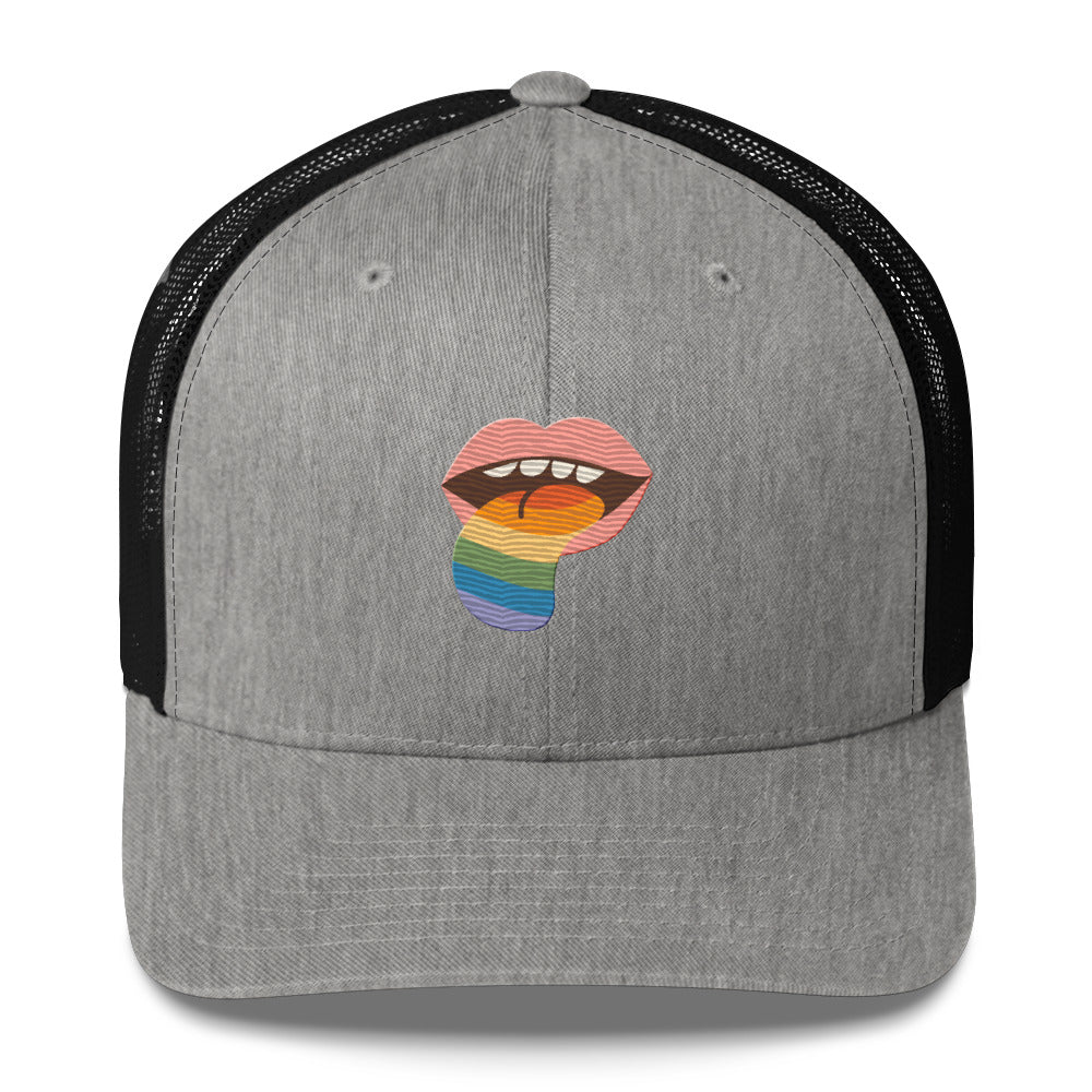 Mouthful of Pride Trucker Hat - Heather/ Black - LGBTPride.com
