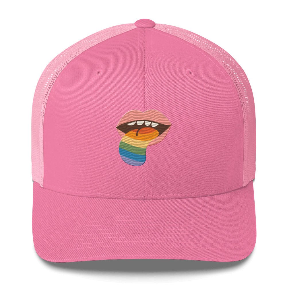Mouthful of Pride Trucker Hat - Pink - LGBTPride.com