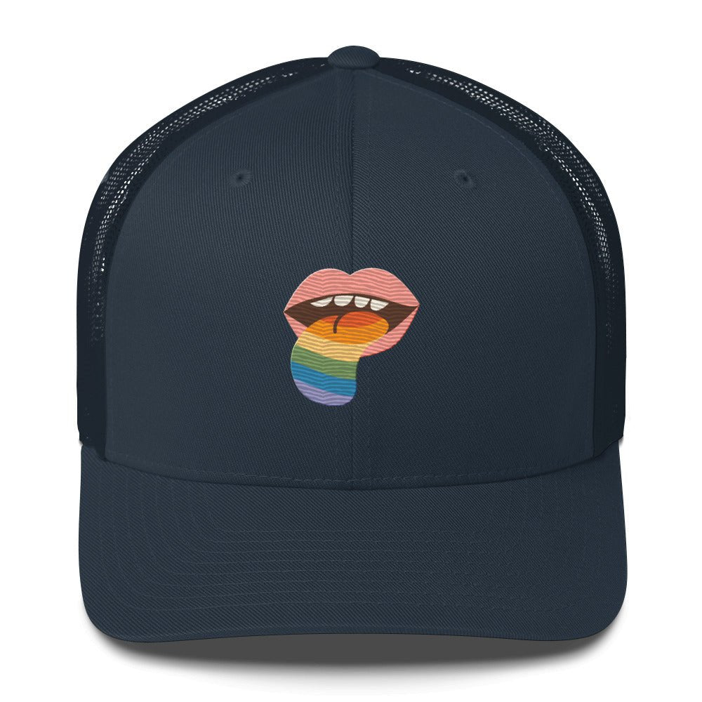 Mouthful of Pride Trucker Hat - Navy - LGBTPride.com