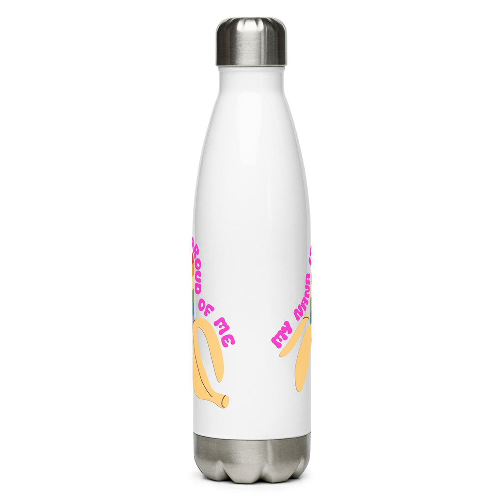 My Nana is Proud of Me Stainless Steel Water Bottle - White - LGBTPride.com