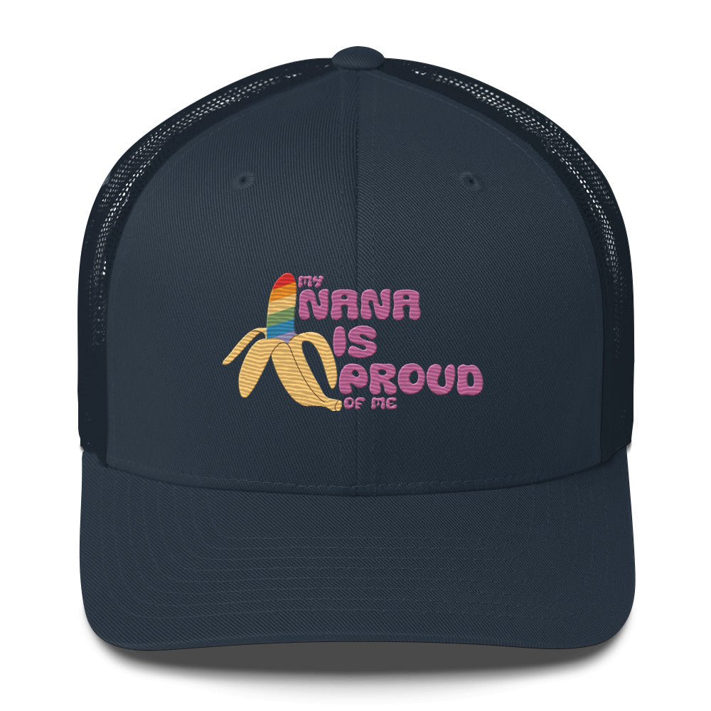 My Nana is Proud of Me Trucker Hat - Navy - LGBTPride.com