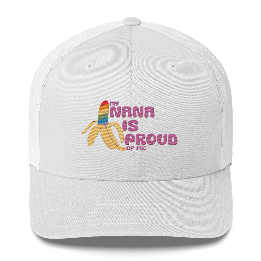 My Nana is Proud of Me Trucker Hat - White - LGBTPride.com