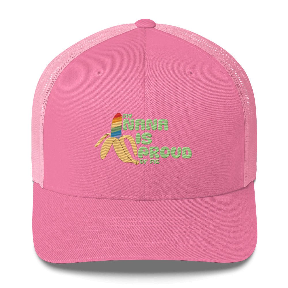 My Nana is Proud of Me Trucker Hat - Pink - LGBTPride.com
