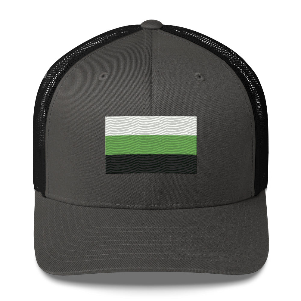 Neutrois Pride Flag Trucker Hat - Charcoal/ Black - LGBTPride.com