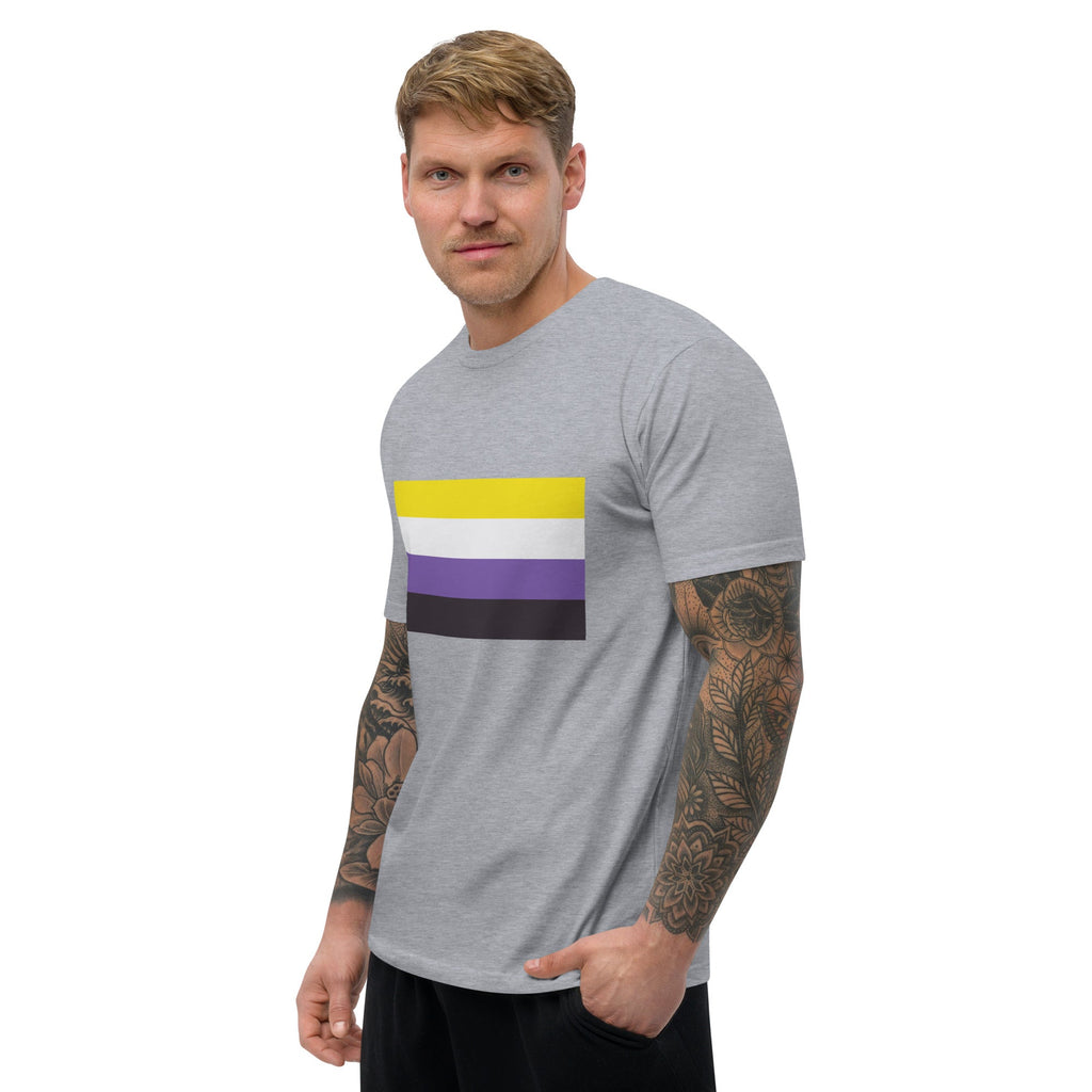 Nonbinary Pride Flag Men's T-shirt - Heather Grey - LGBTPride.com