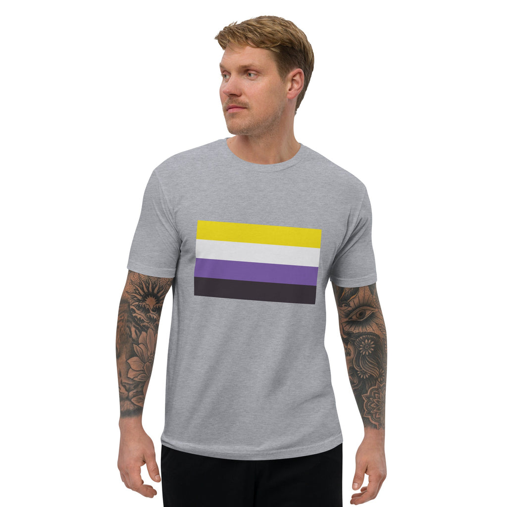 Nonbinary Pride Flag Men's T-shirt - Heather Grey - LGBTPride.com