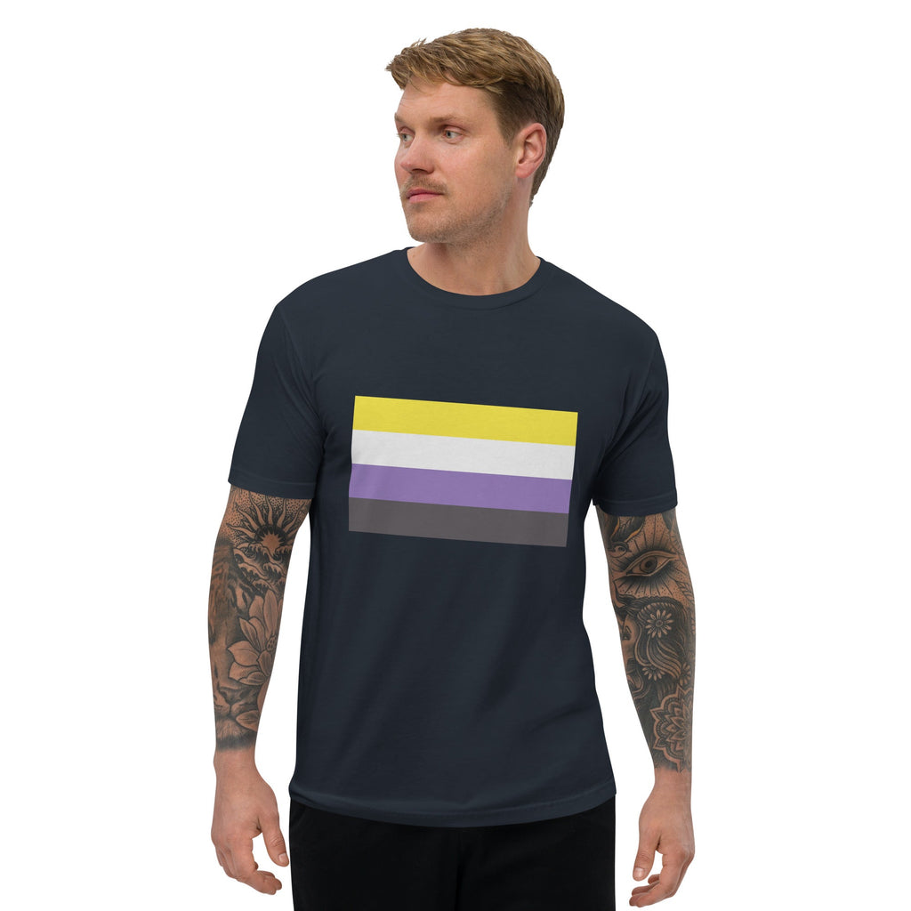 Nonbinary Pride Flag Men's T-shirt - Midnight Navy - LGBTPride.com