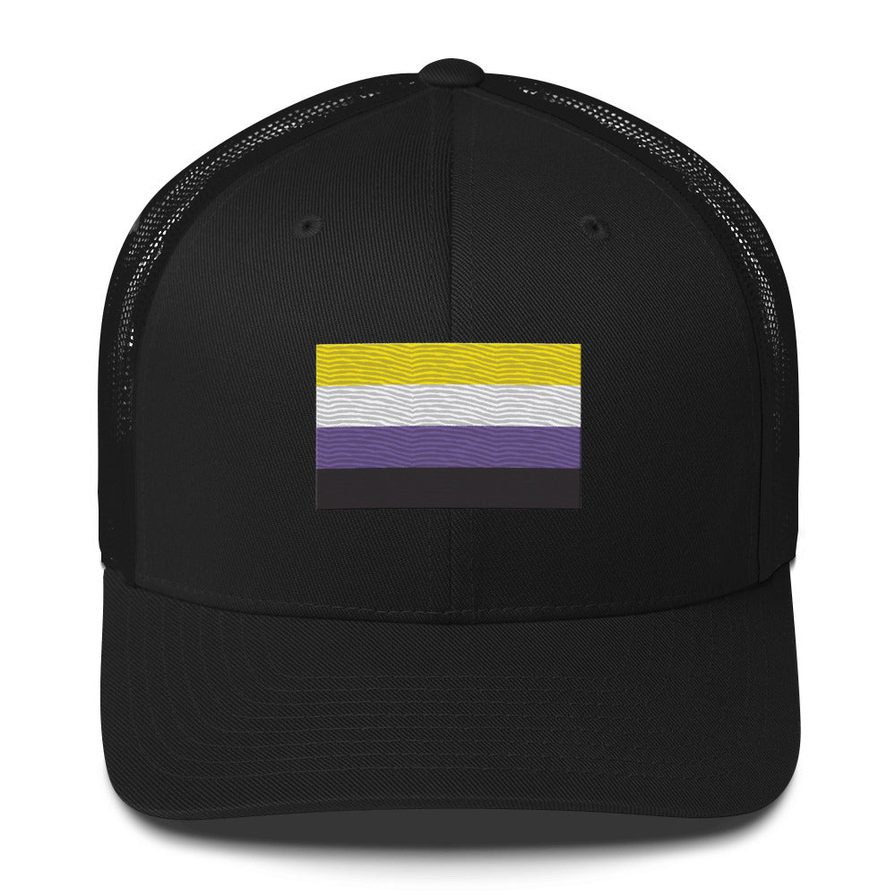 Nonbinary Pride Flag Trucker Hat - Black - LGBTPride.com