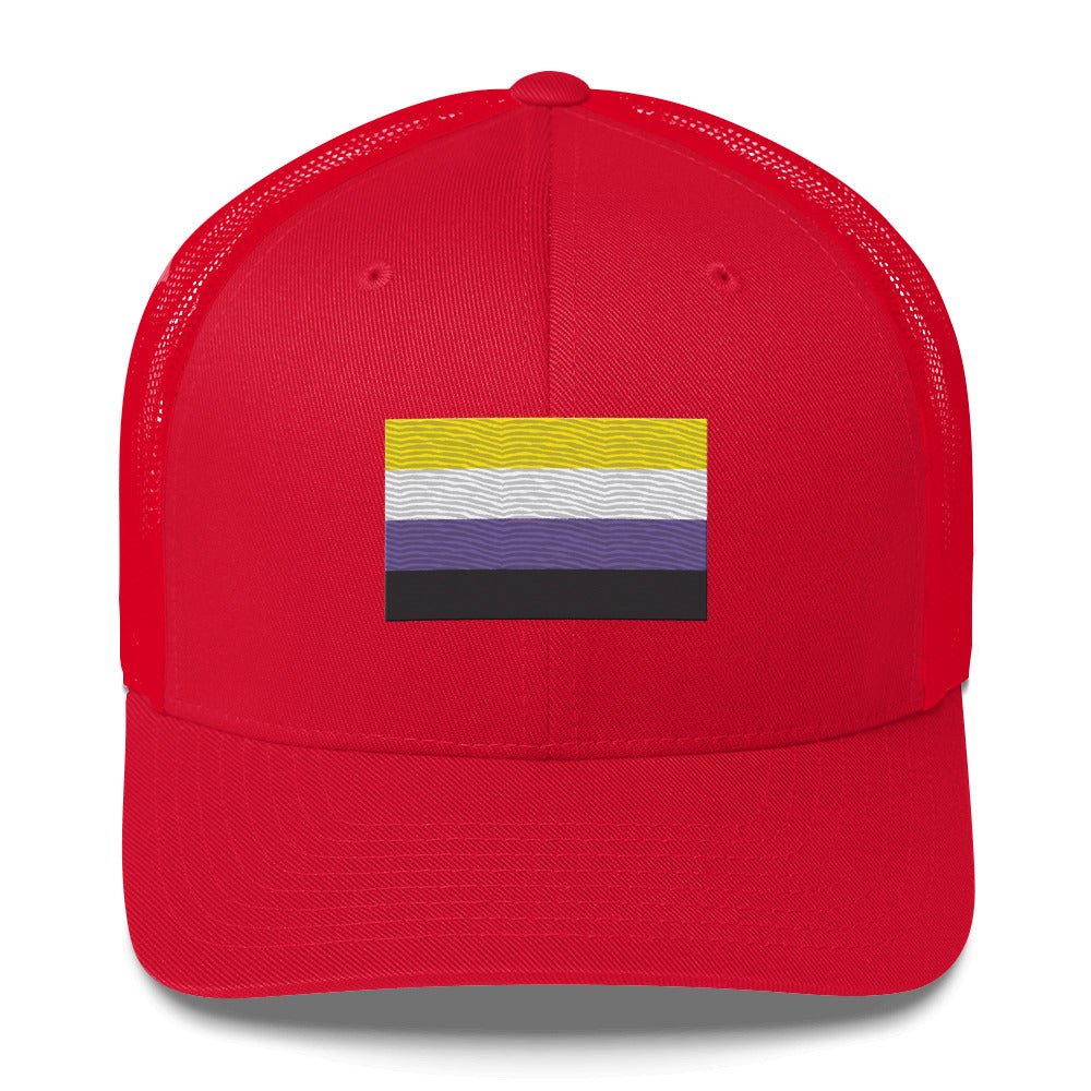 Nonbinary Pride Flag Trucker Hat - Red - LGBTPride.com