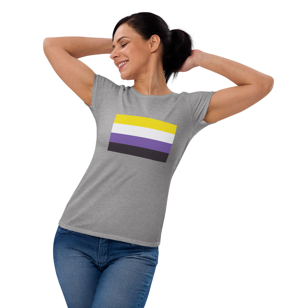 Nonbinary Pride Flag Women's T-Shirt - Heather Grey - LGBTPride.com