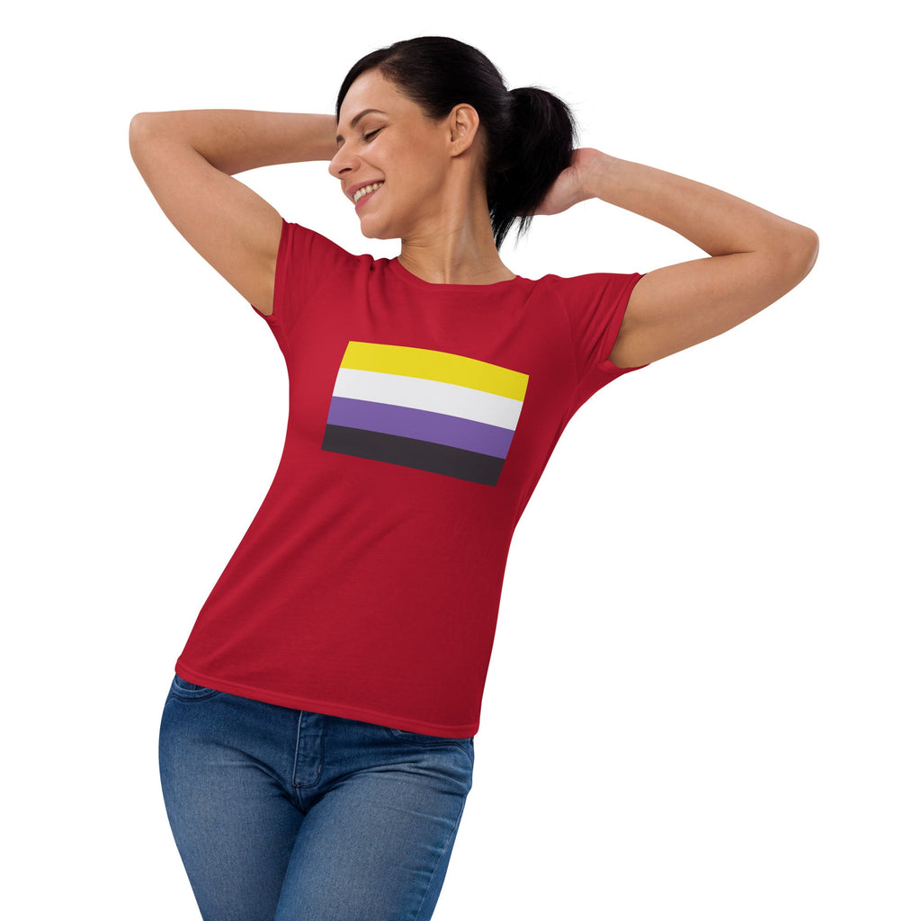 Nonbinary Pride Flag Women's T-Shirt - True Red - LGBTPride.com