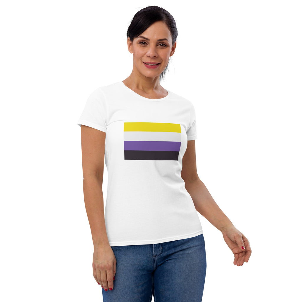 Nonbinary Pride Flag Women's T-Shirt - White - LGBTPride.com