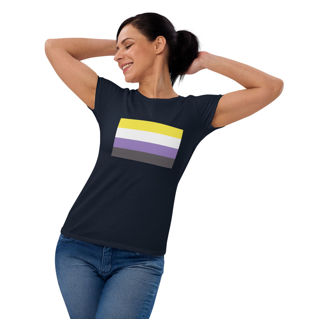 Nonbinary Pride Flag Women's T-Shirt - Navy - LGBTPride.com