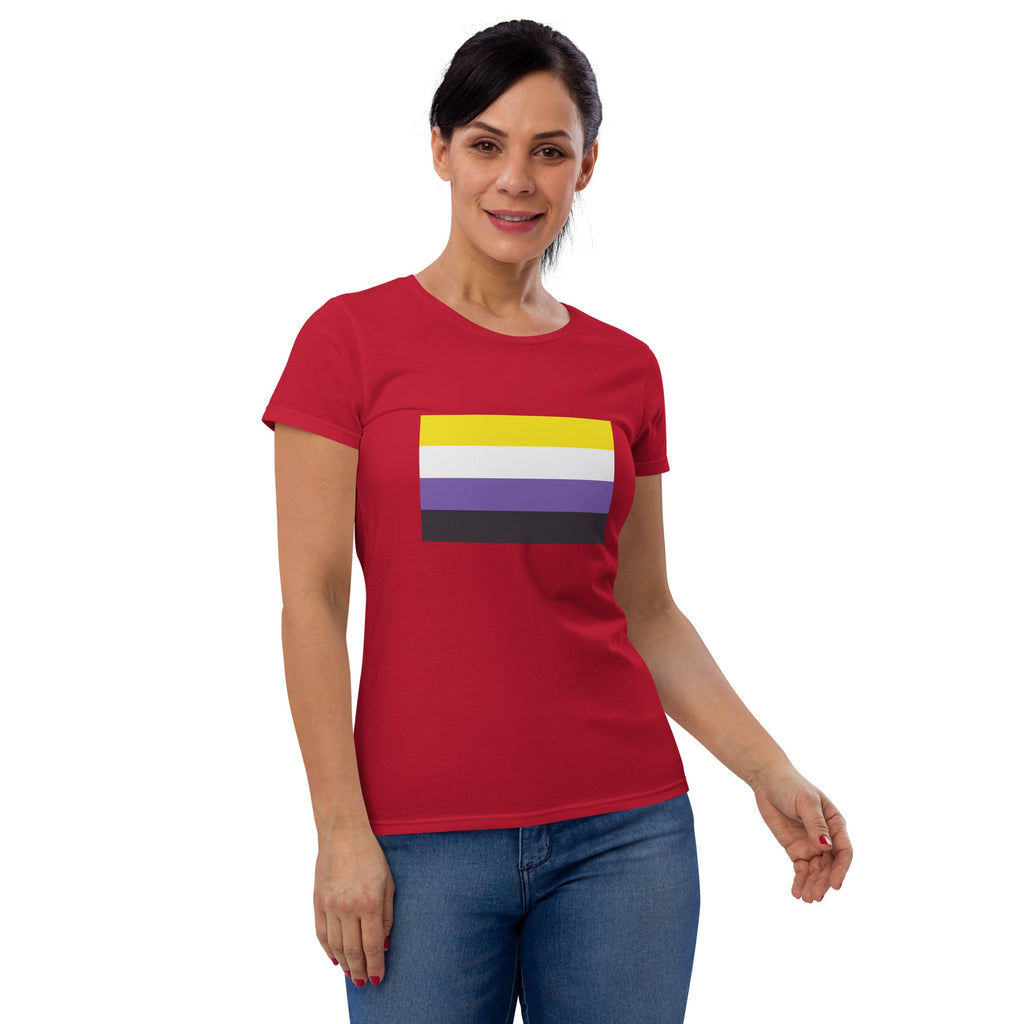 Nonbinary Pride Flag Women's T-Shirt - True Red - LGBTPride.com