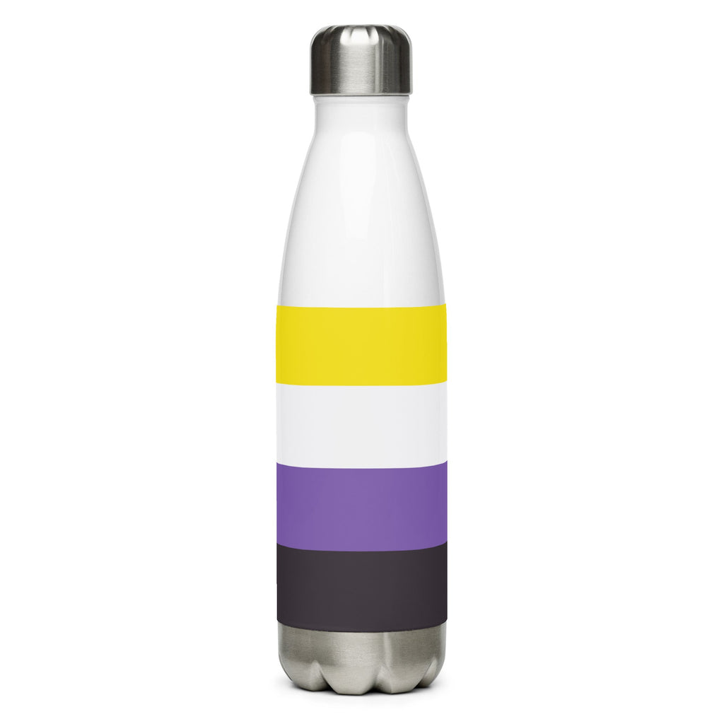 Nonbinary Stainless Steel Water Bottle - Black - LGBTPride.com