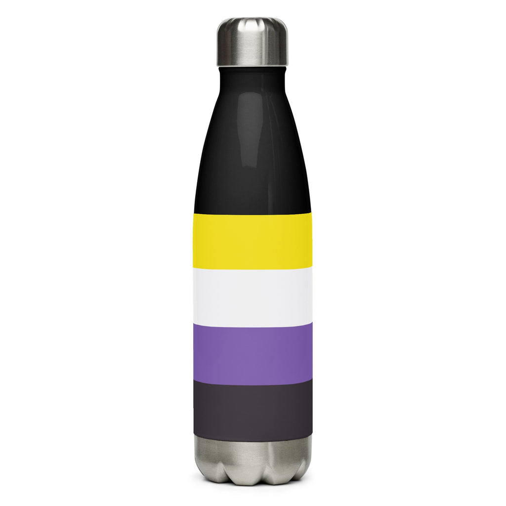 Nonbinary Stainless Steel Water Bottle - Black - LGBTPride.com