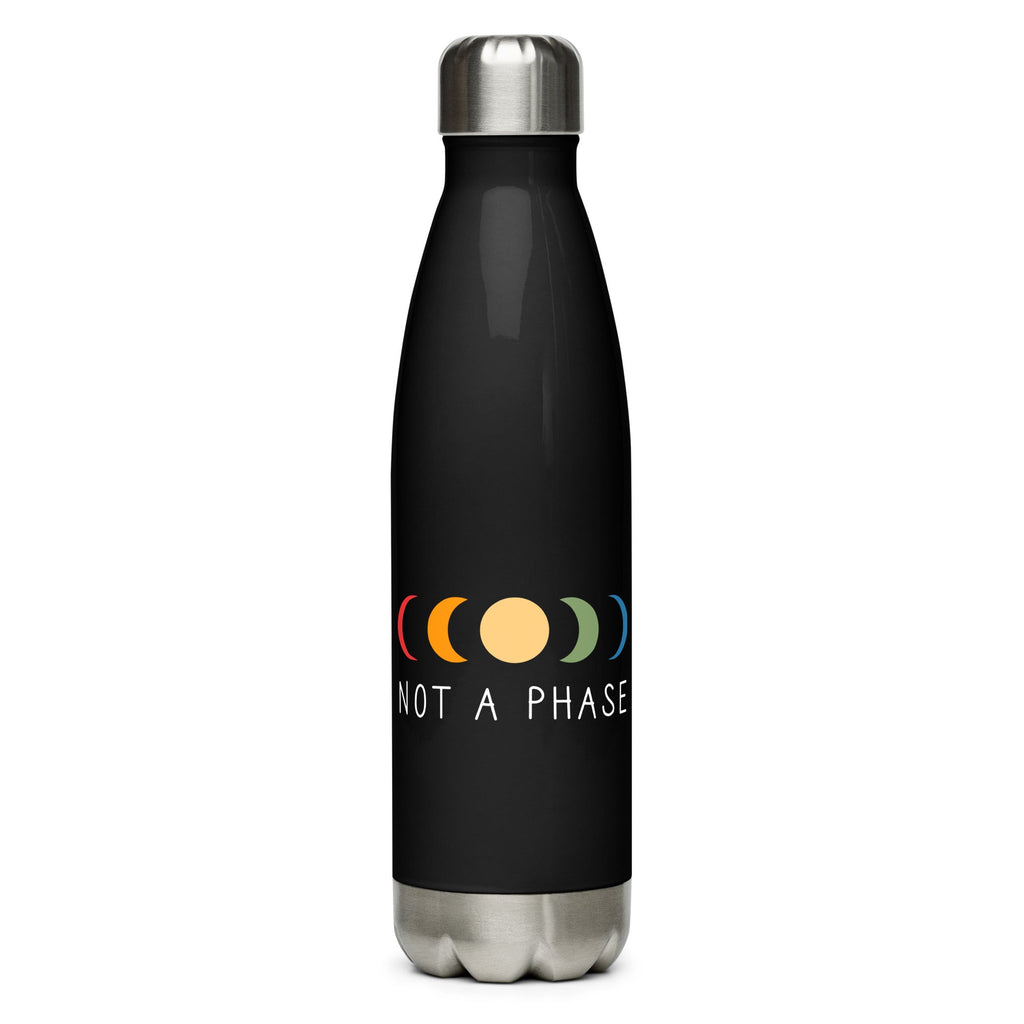Not a (Moon) Phase Stainless Steel Water Bottle - Black - LGBTPride.com