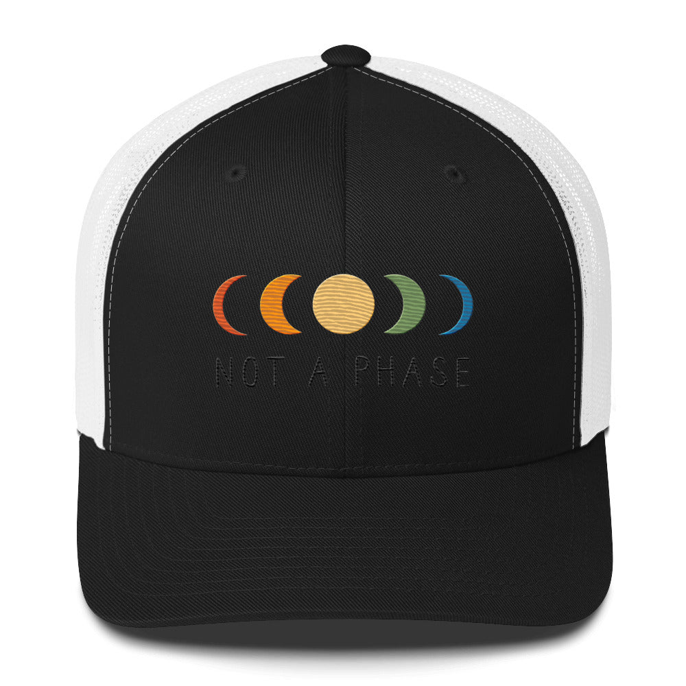 Not a (Moon) Phase Trucker Hat - Black/ White - LGBTPride.com