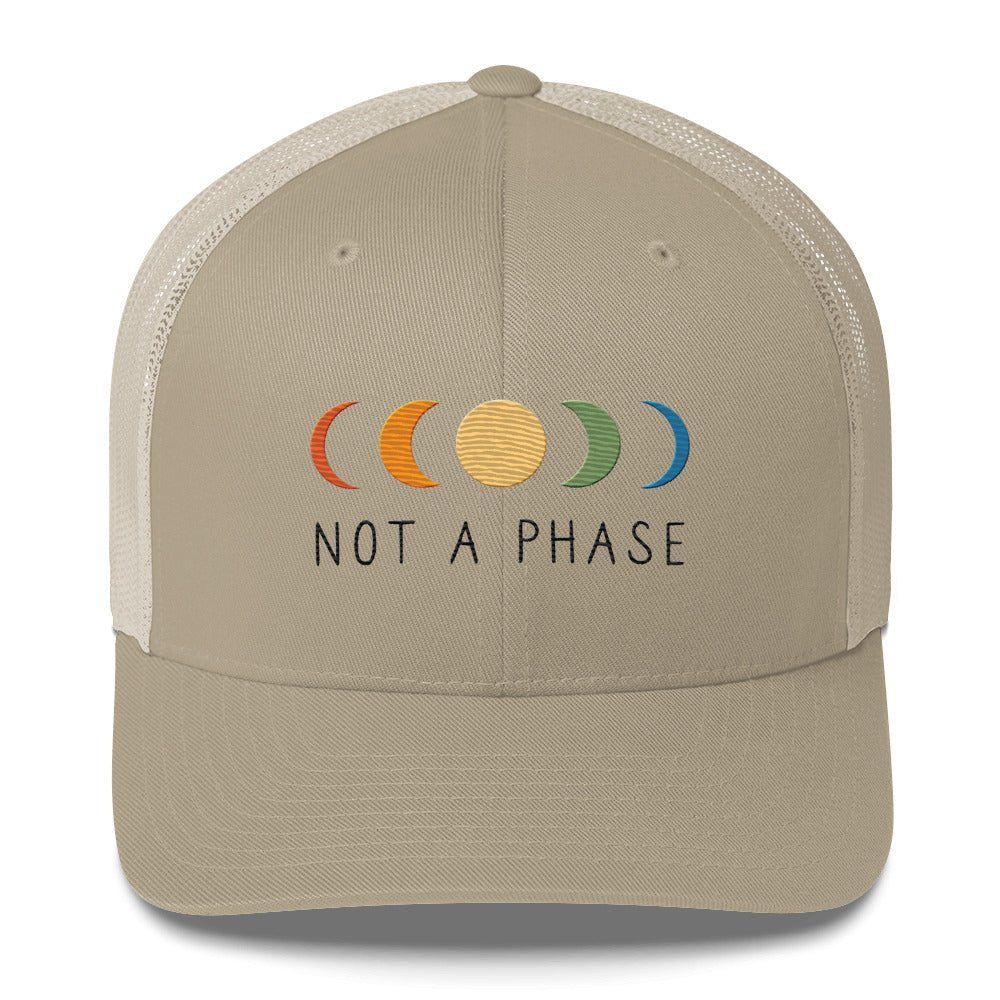 Not a (Moon) Phase Trucker Hat - Khaki - LGBTPride.com