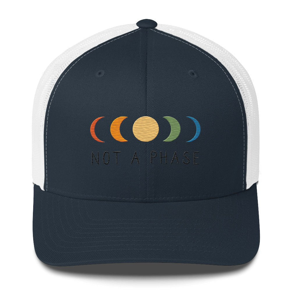 Not a (Moon) Phase Trucker Hat - Navy/ White - LGBTPride.com