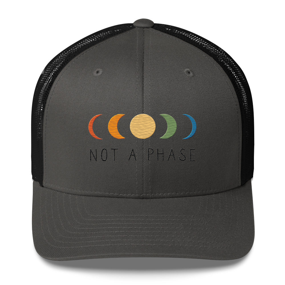 Not a (Moon) Phase Trucker Hat - Charcoal/ Black - LGBTPride.com