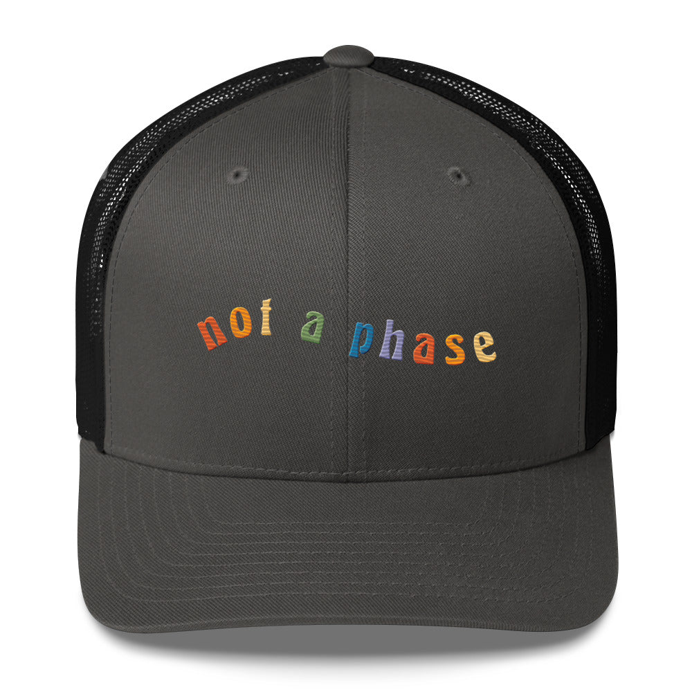 Not a Phase Trucker Hat - Charcoal/ Black - LGBTPride.com