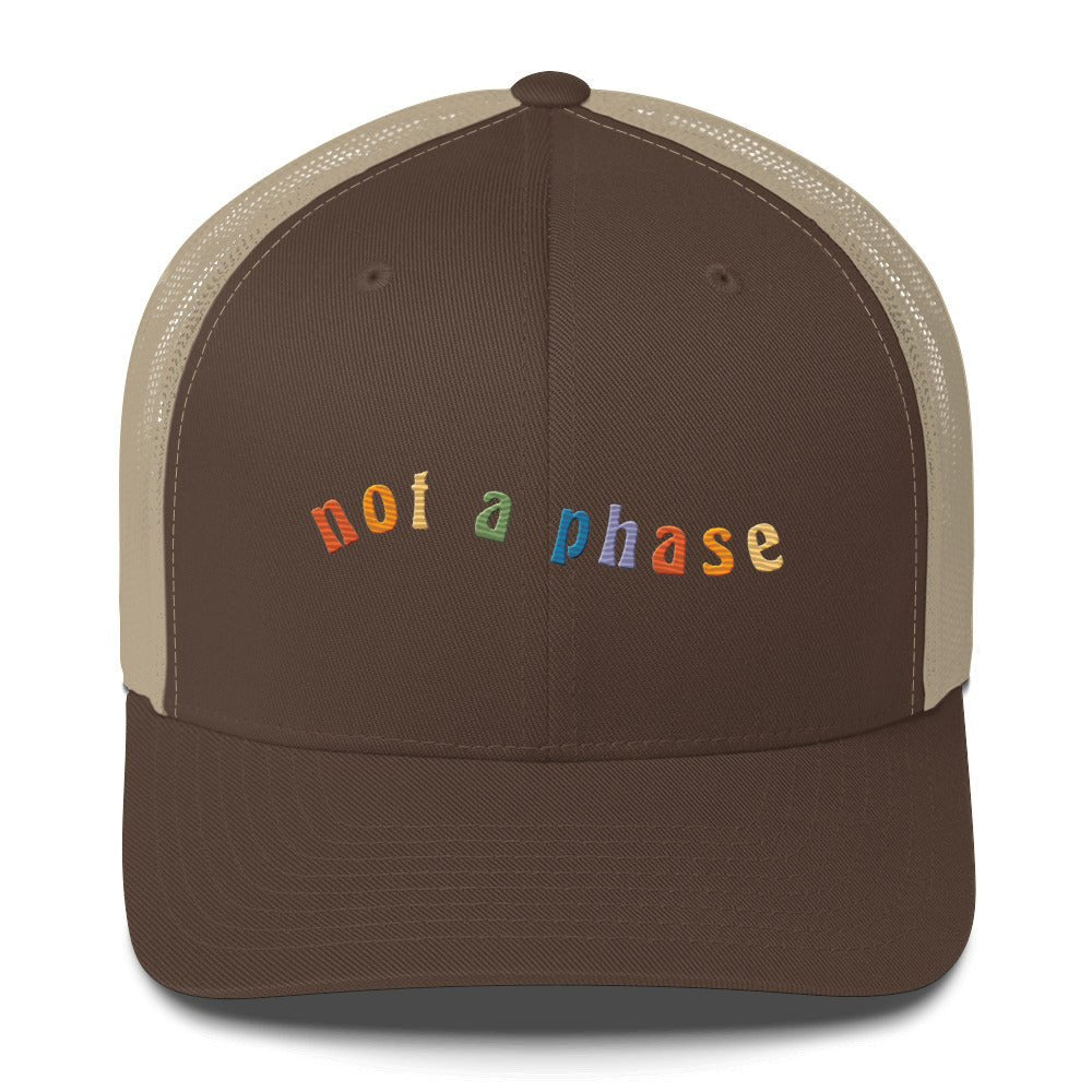 Not a Phase Trucker Hat - Brown/ Khaki - LGBTPride.com