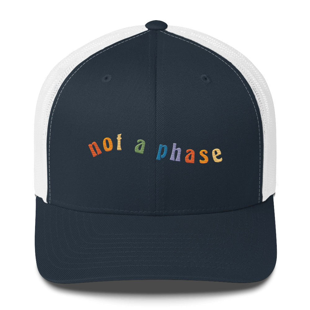 Not a Phase Trucker Hat - Navy/ White - LGBTPride.com