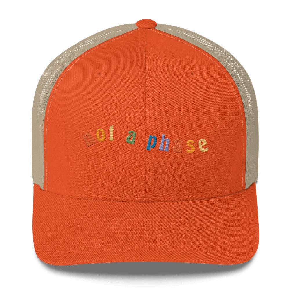 Not a Phase Trucker Hat - Rustic Orange/ Khaki - LGBTPride.com