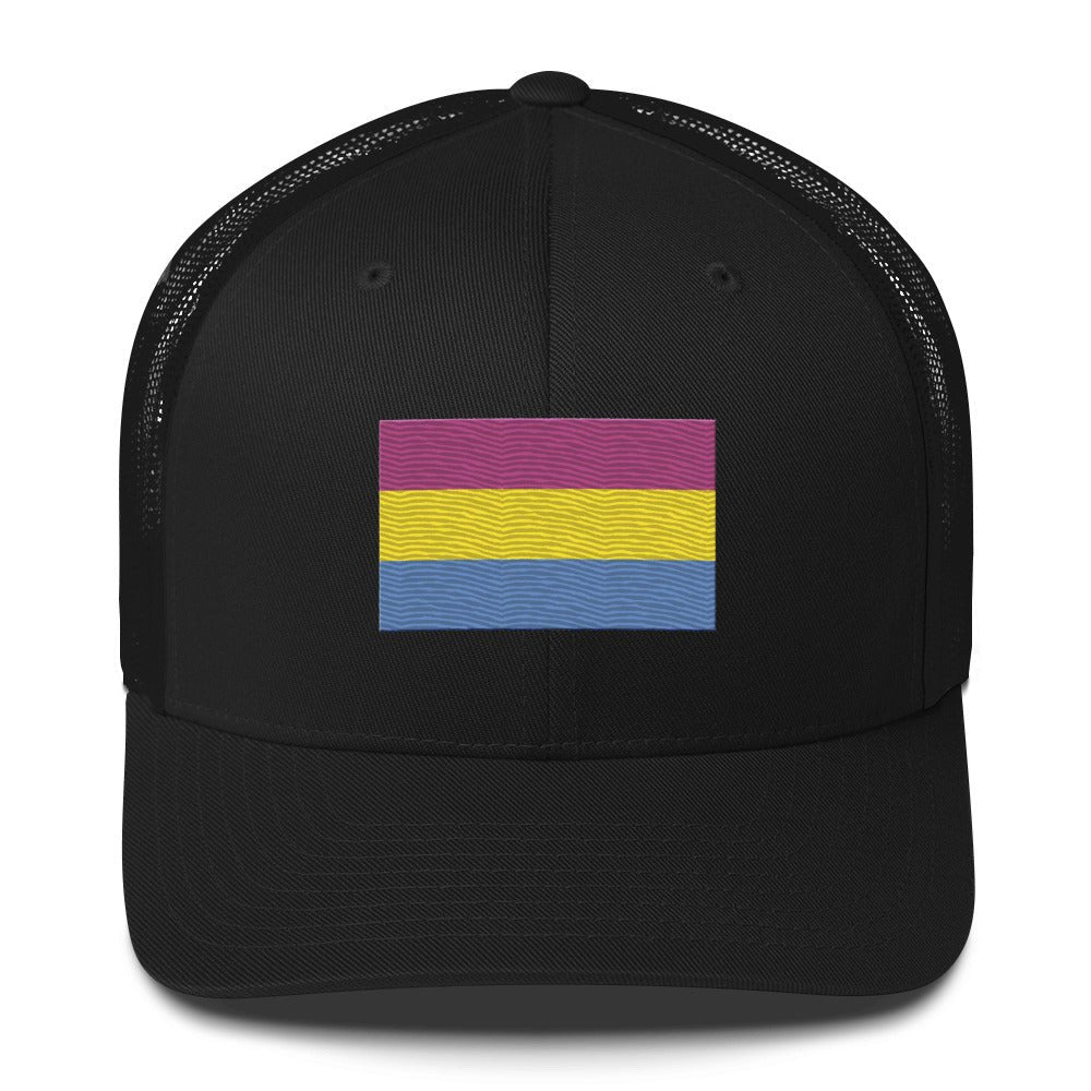 Pansexual Pride Flag Trucker Hat - Black - LGBTPride.com