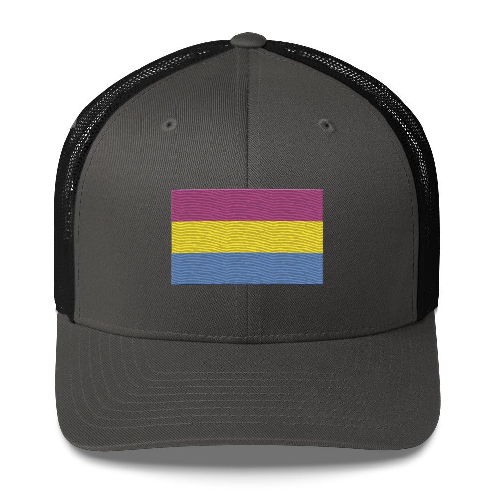 Pansexual Pride Flag Trucker Hat - Charcoal/ Black - LGBTPride.com